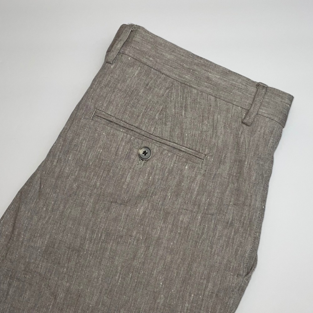 American Tall Linen Blend Dress Pants Mens 34x36 Brown Tan Gray Flat Front Chino